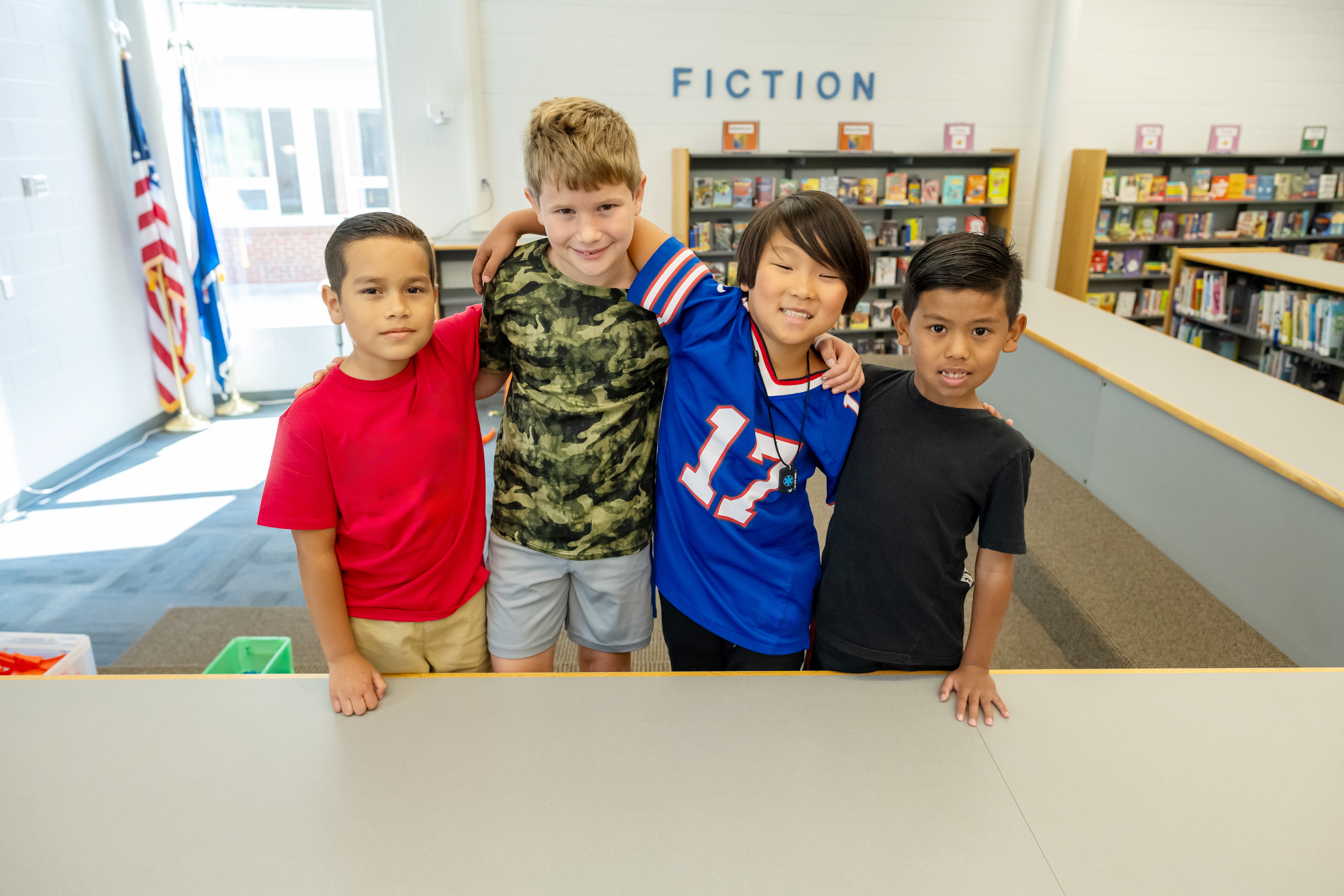 students in library