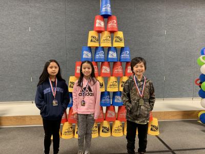 photo of students speed stacking